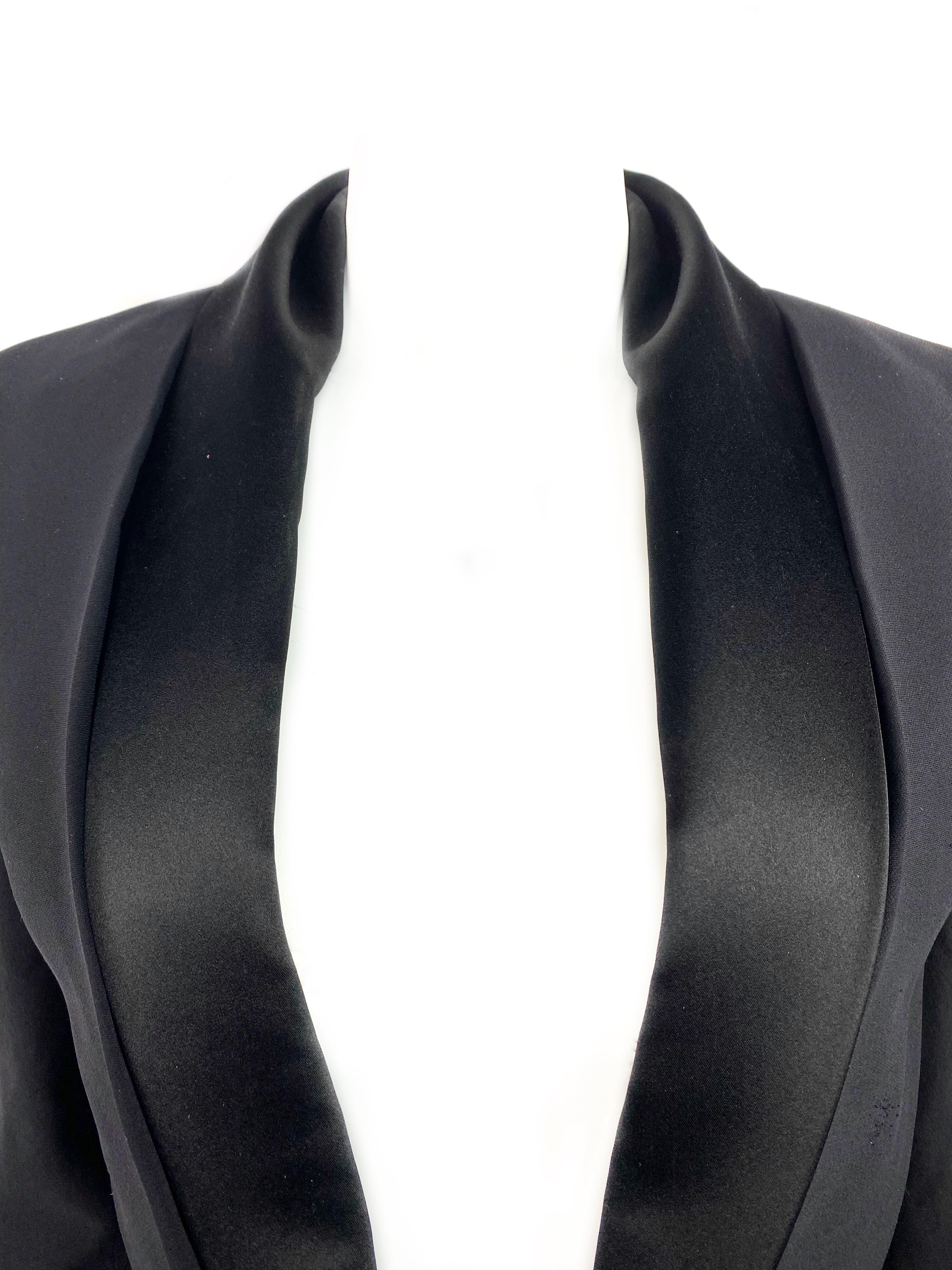 Haider Achermann Black Silk Tuxedo Blazer and Wool Pants Suit Set  In Excellent Condition For Sale In Beverly Hills, CA