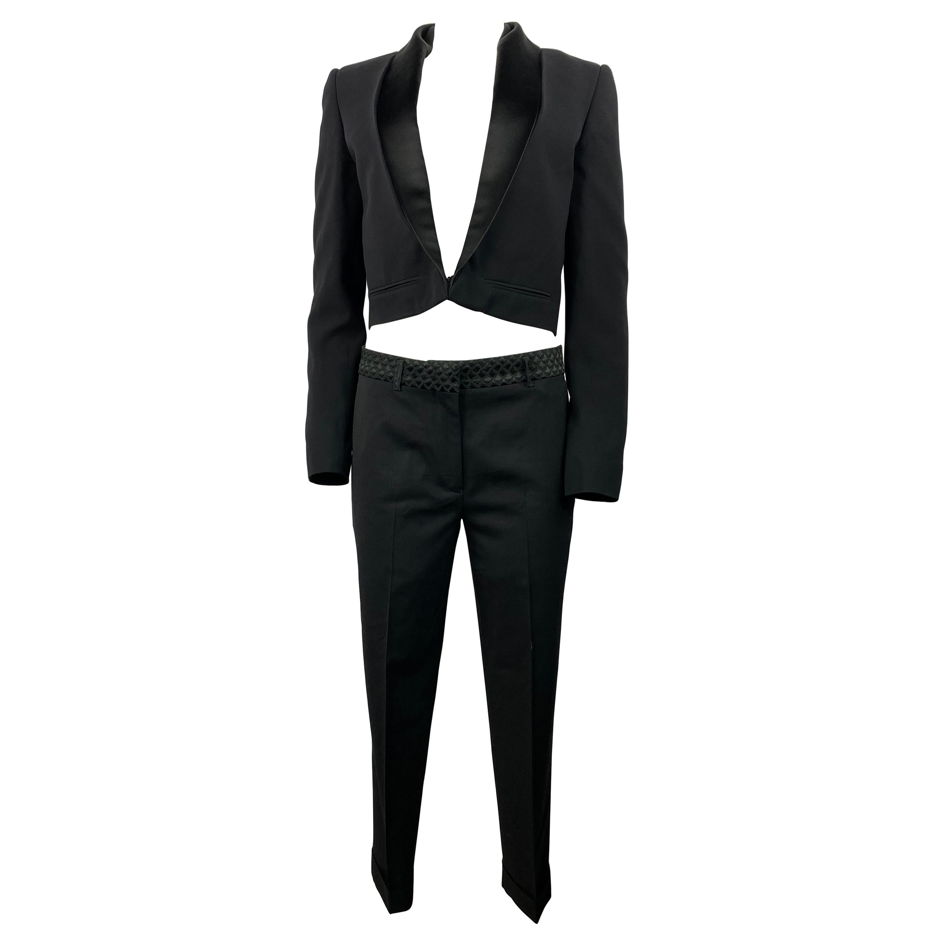 Haider Achermann Black Silk Tuxedo Blazer and Wool Pants Suit Set 