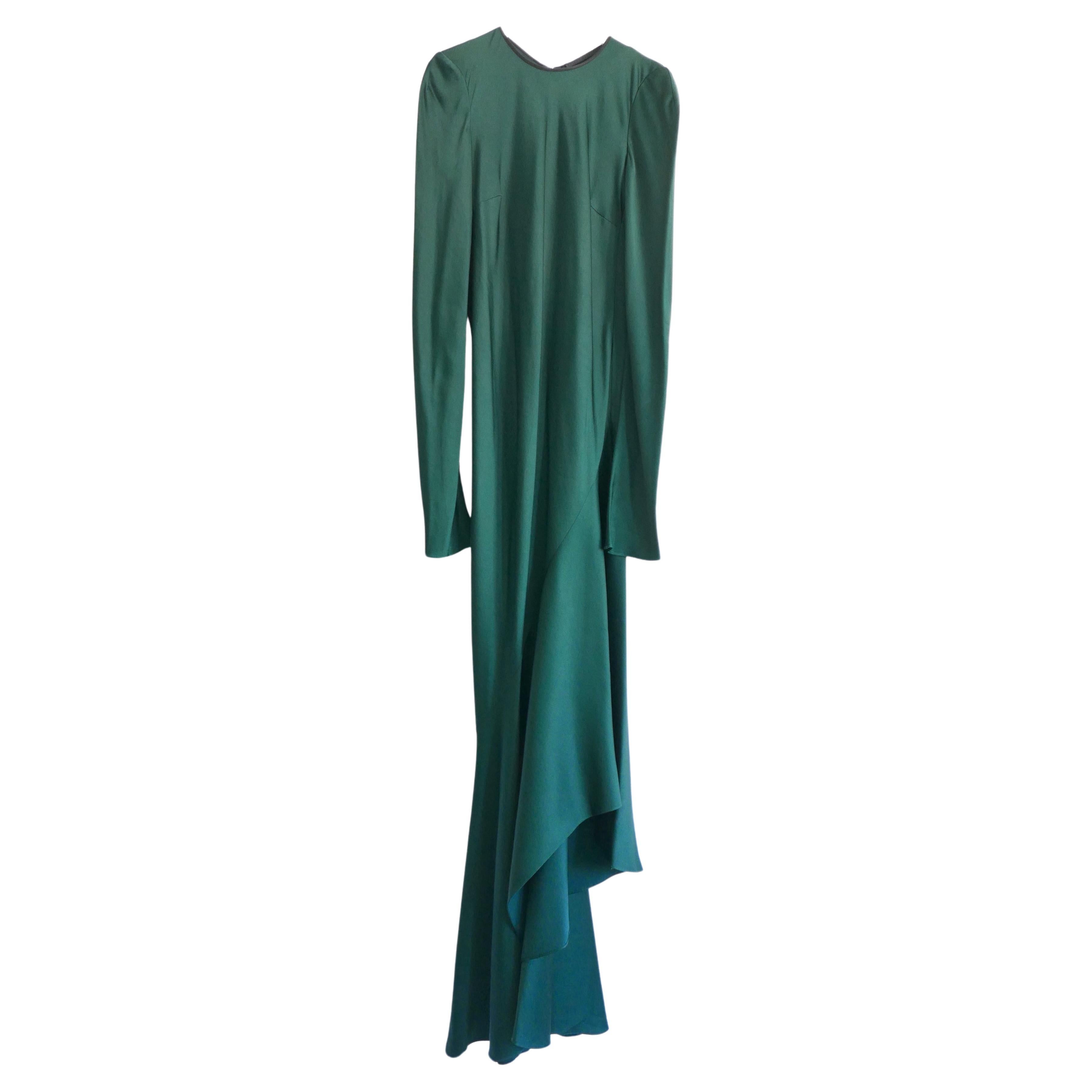 Haider Ackerman Vestido de satén verde en venta