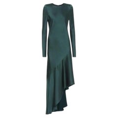 Haider Ackerman Fall 2017 Green Satin Long Sleeve Bias Cut Dress