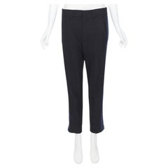 HAIDER ACKERMANN pantalon court 100% laine polaire noir marine avec gros grain sur les côtés FR36