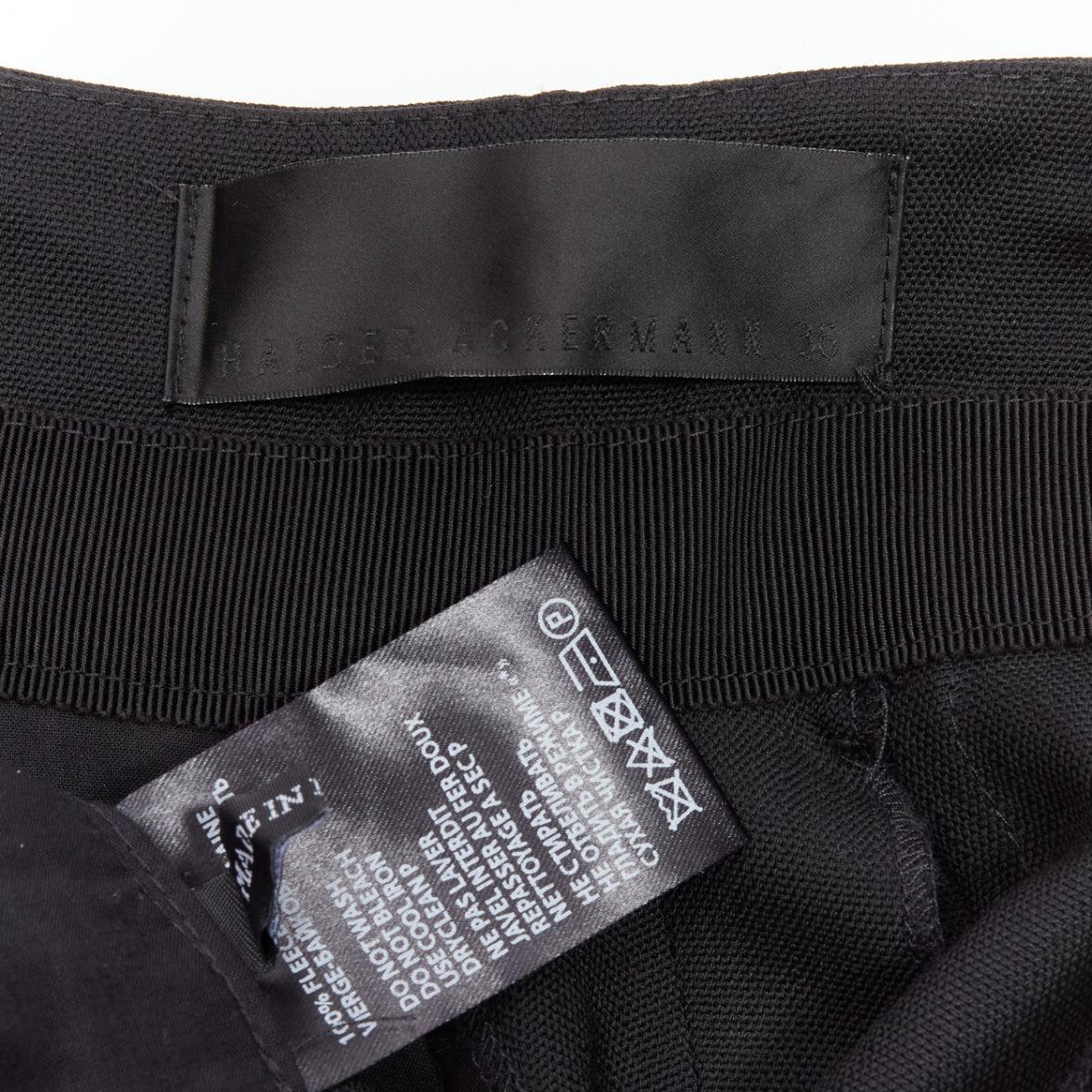HAIDER ACKERMANN 100% fleece wool black white side tape high waist tapered pants For Sale 3