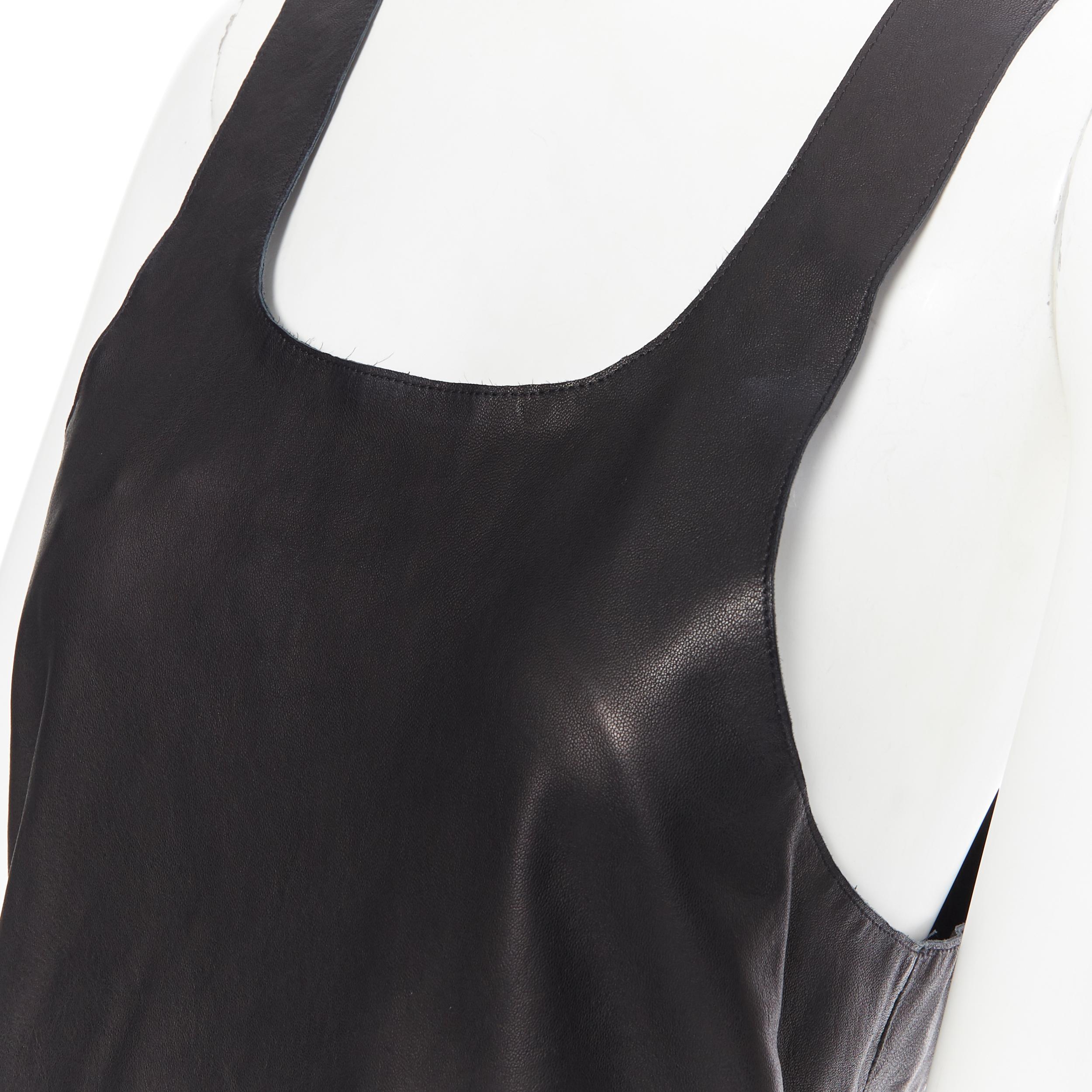 HAIDER ACKERMANN 100% genuine leather black scoop neck tunic vest top FR36 
Reference: CNPG/A00004 
Brand: Haider Ackermann 
Designer: Haider Ackermann 
Material: Leather 
Color: Black 
Pattern: Solid 
Made in: Italy 

CONDITION: 
Condition: Very