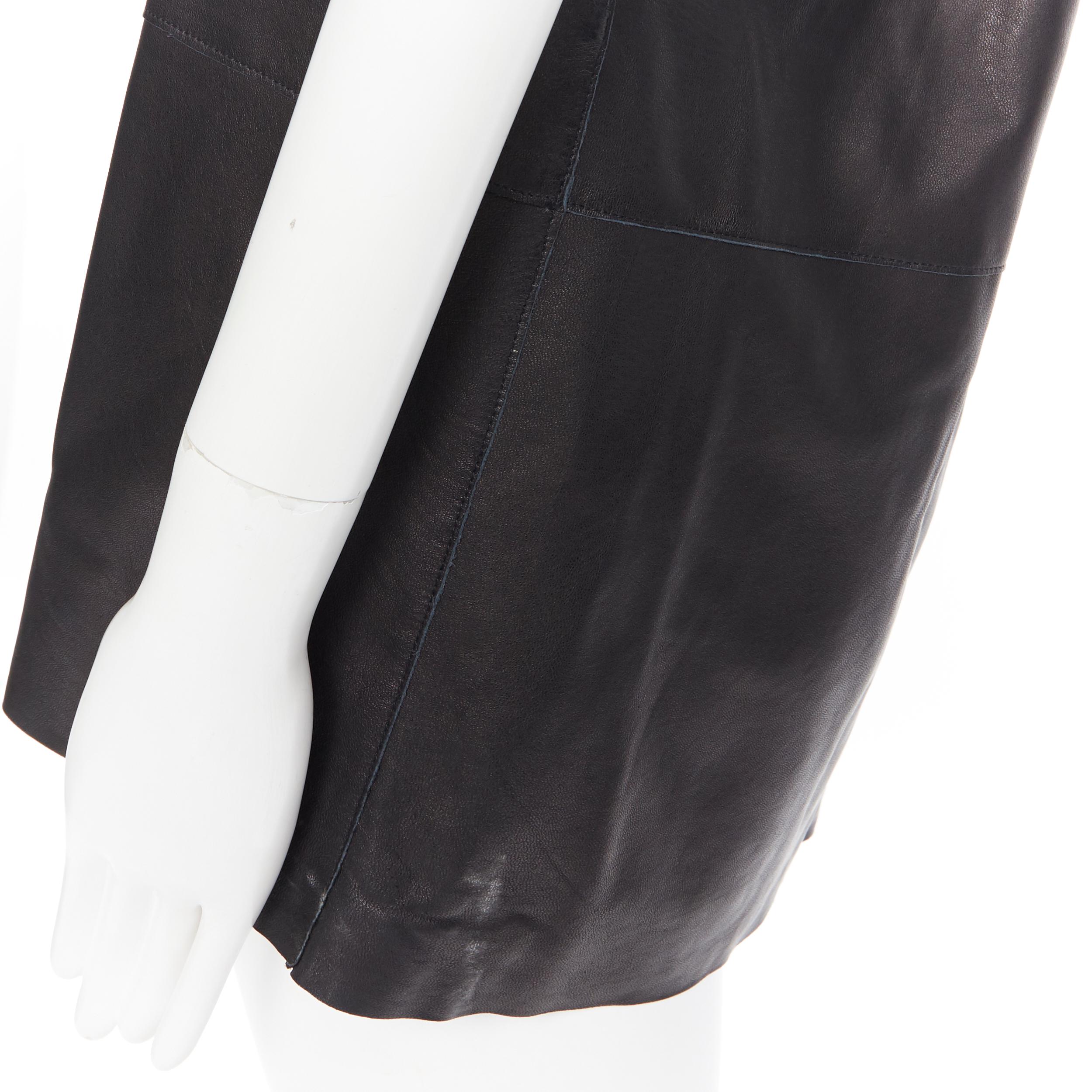HAIDER ACKERMANN 100% genuine leather black scoop neck tunic vest top FR36 2