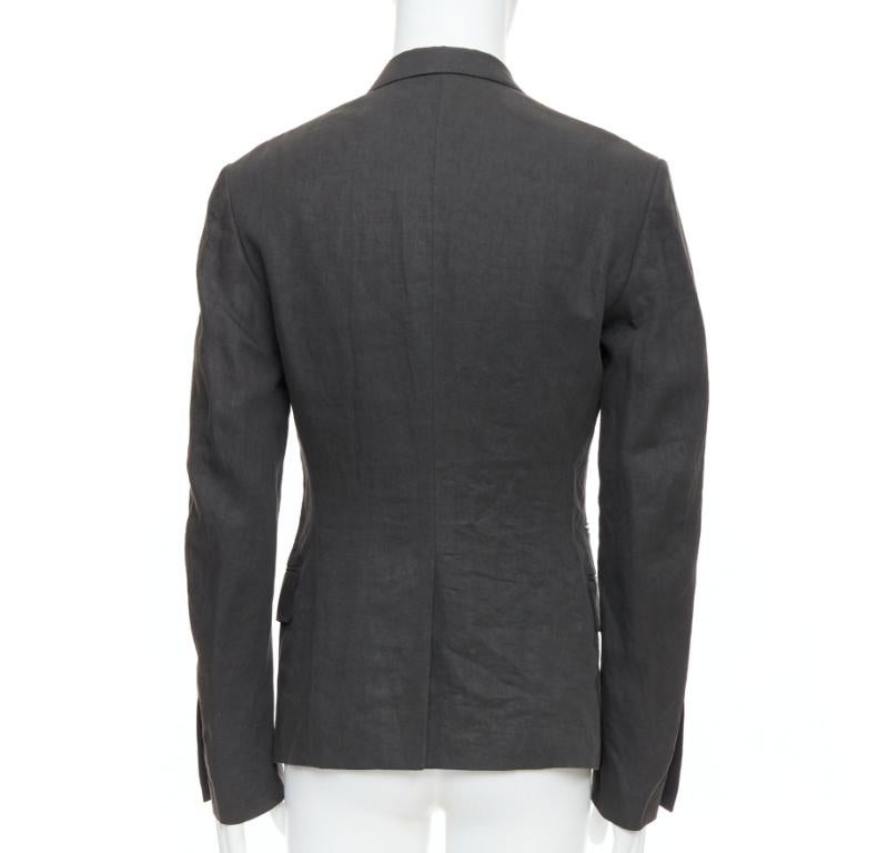 Men's HAIDER ACKERMANN 100% linen grey double breasted blazer jacket S For Sale