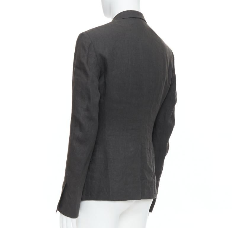 HAIDER ACKERMANN 100% linen grey double breasted blazer jacket S For Sale 1