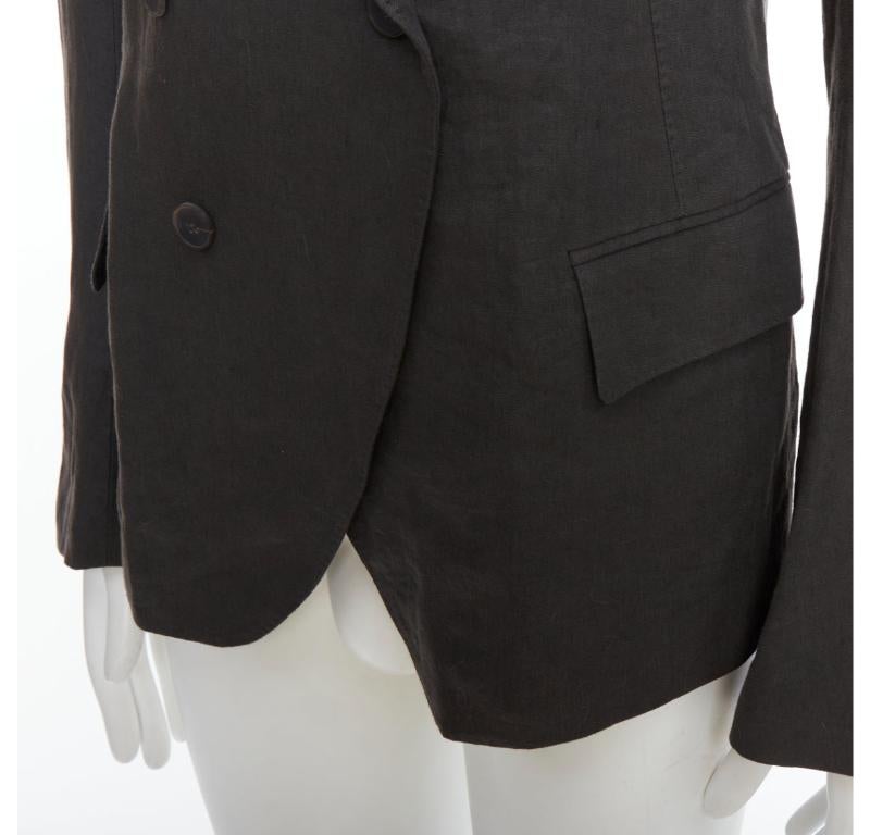HAIDER ACKERMANN 100% linen grey double breasted blazer jacket S For Sale 2
