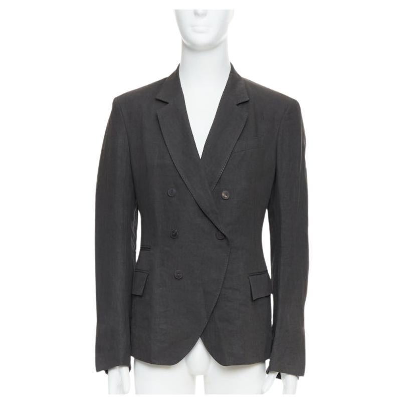 HAIDER ACKERMANN 100% linen grey double breasted blazer jacket S For Sale