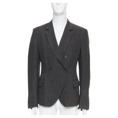 Haider Ackermann 100% lino grigio giacca blazer doppiopetto S