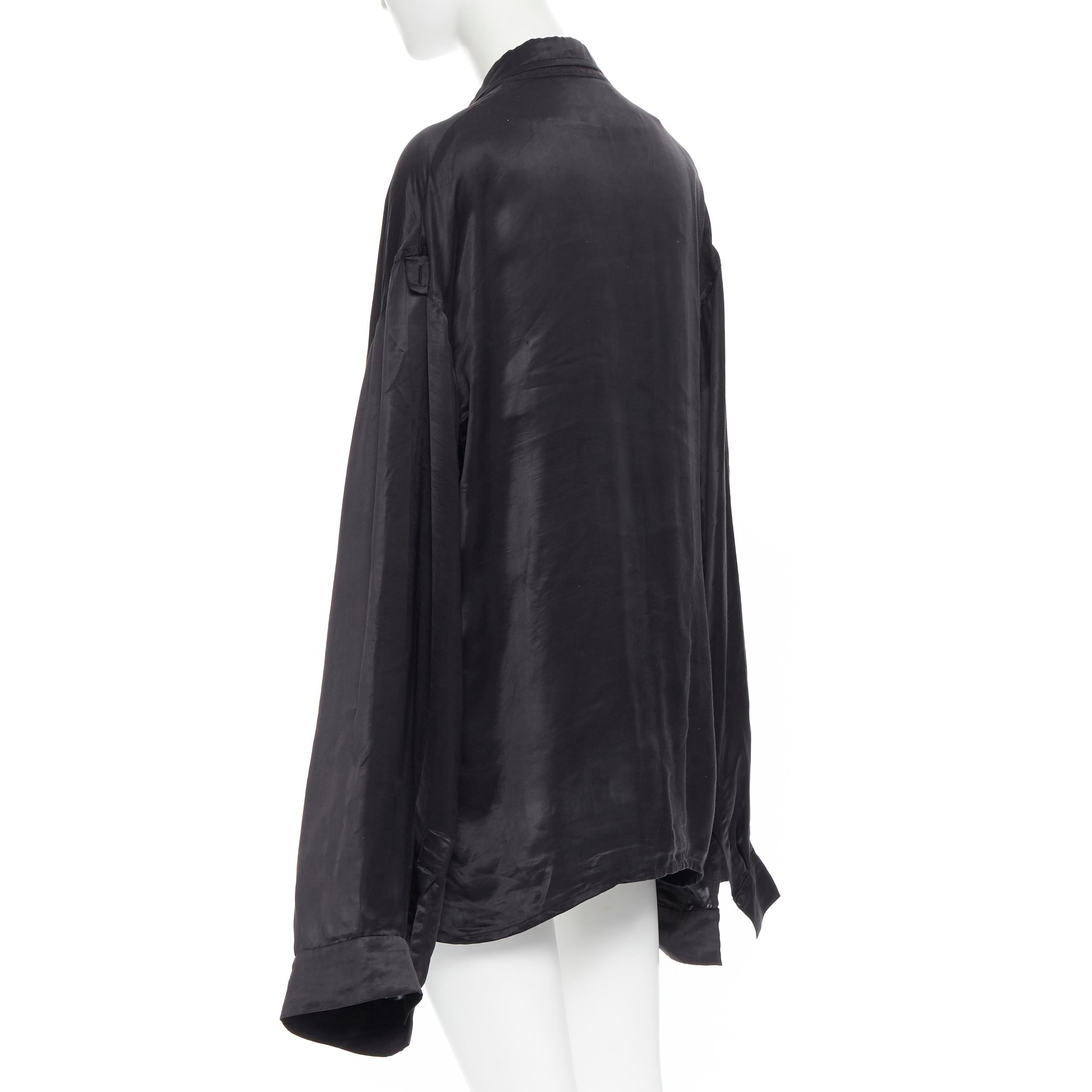 Black HAIDER ACKERMANN 100% polyester black wide drape sleeve button kimono shirt FR38