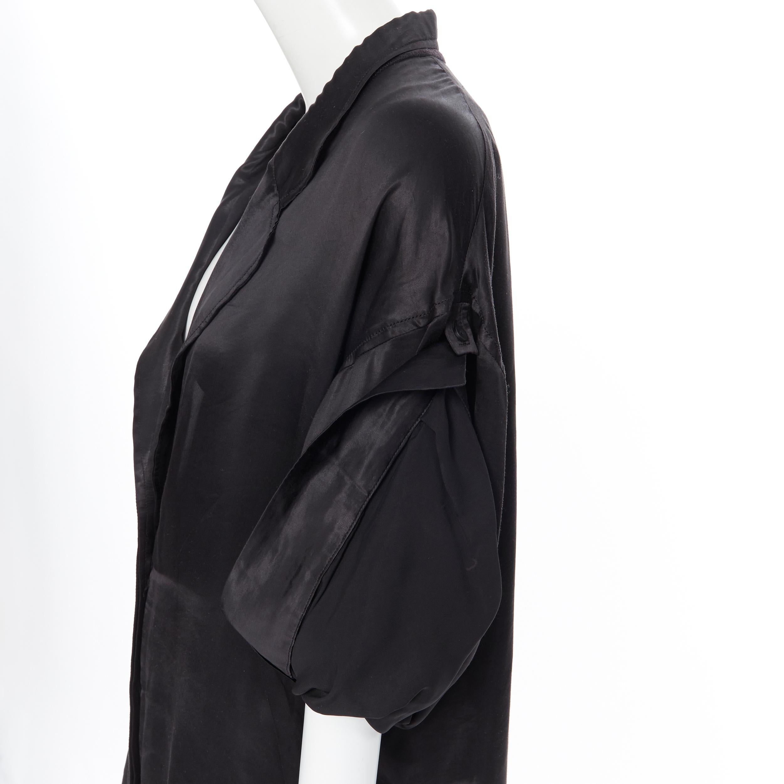 Women's HAIDER ACKERMANN 100% polyester black wide drape sleeve button kimono shirt FR38