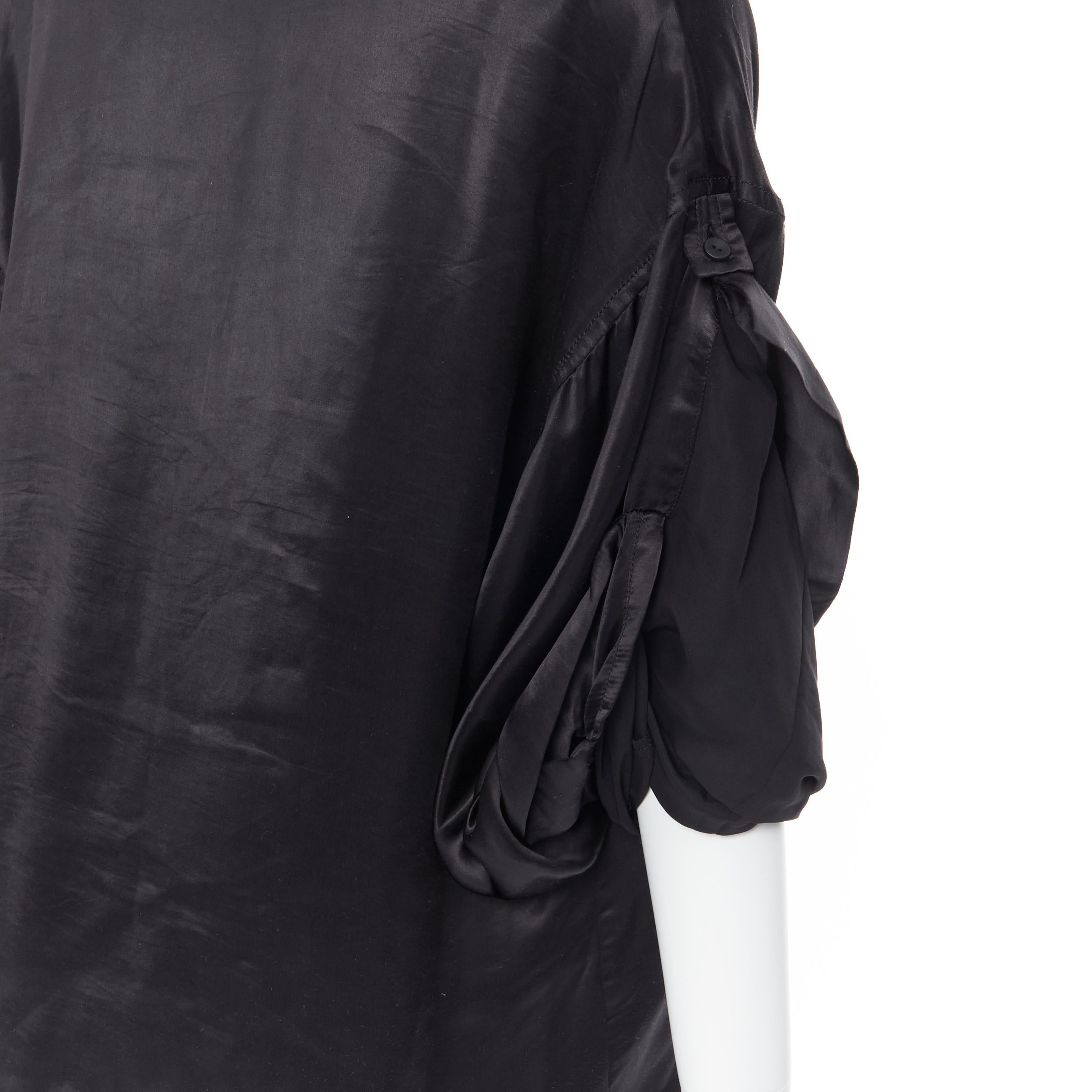 HAIDER ACKERMANN 100% polyester black wide drape sleeve button kimono shirt FR38 1