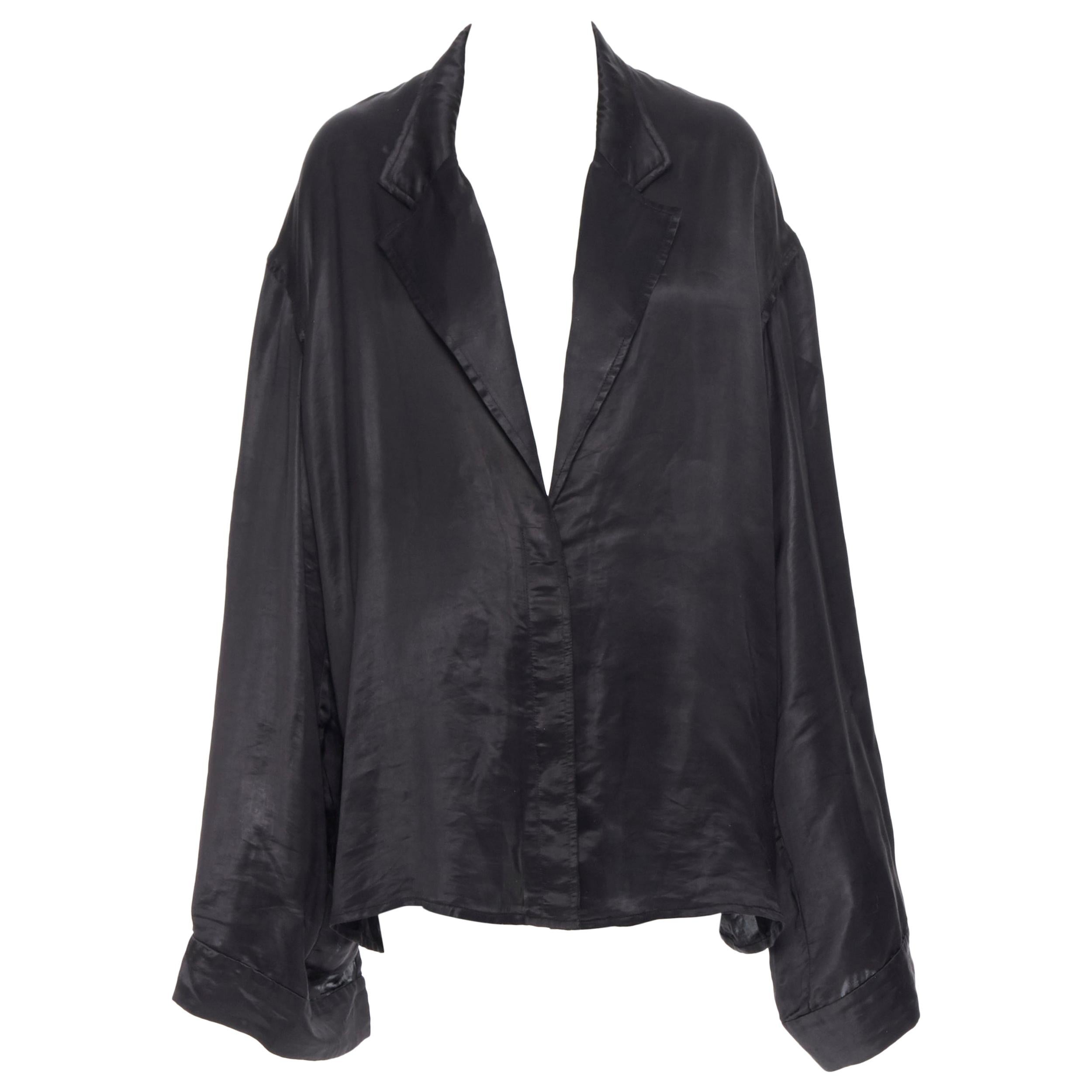 HAIDER ACKERMANN 100% polyester black wide drape sleeve button kimono shirt FR38
