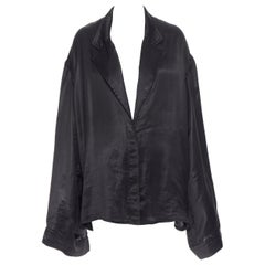 HAIDER ACKERMANN Camisa kimono 100% poliéster negra con mangas anchas y botones FR38