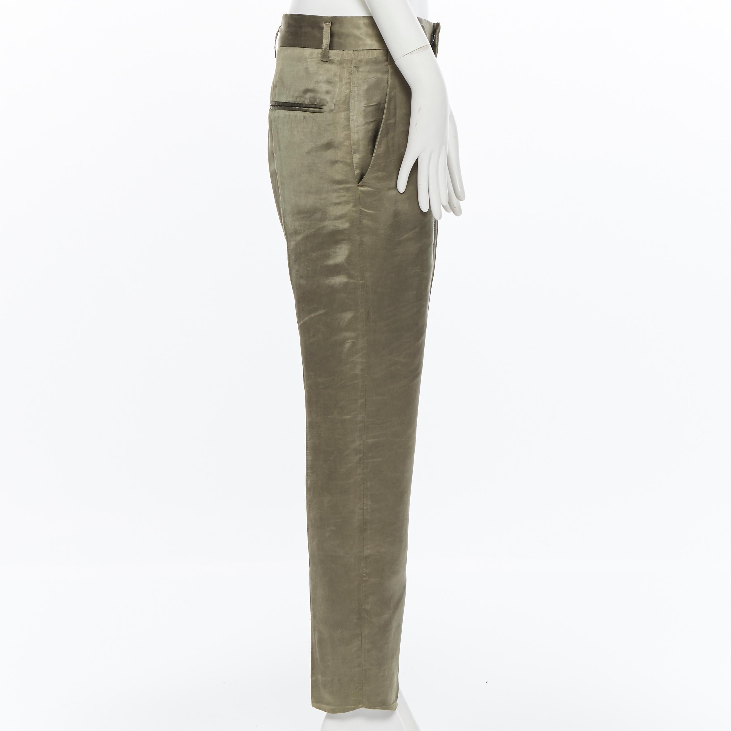 HAIDER ACKERMANN 100% polyester green dropped crotch cropped pants  FR36 In Excellent Condition In Hong Kong, NT