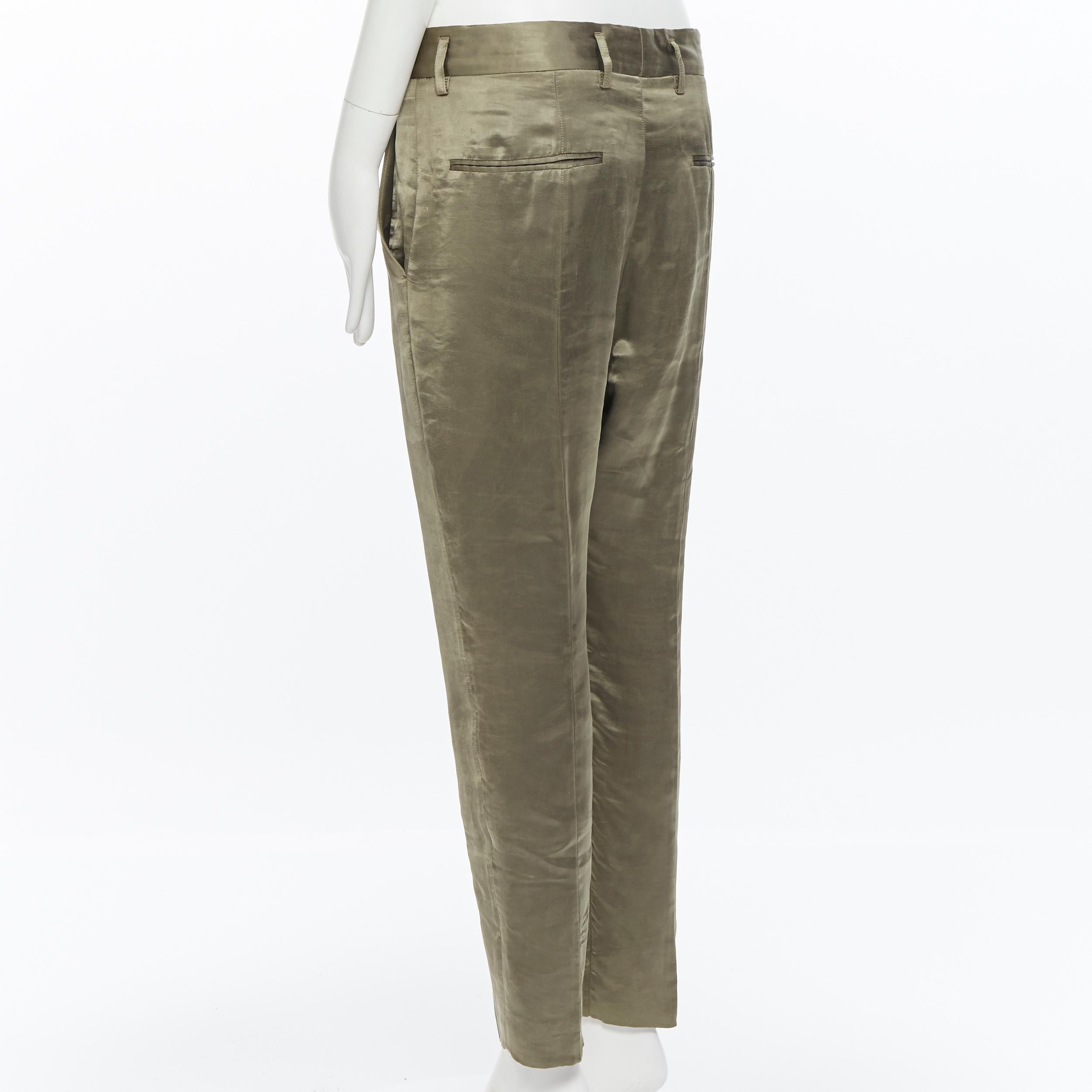 HAIDER ACKERMANN 100% polyester green dropped crotch cropped pants  FR36 2