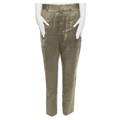 HAIDER ACKERMANN 100% polyester green dropped crotch cropped pants  FR36