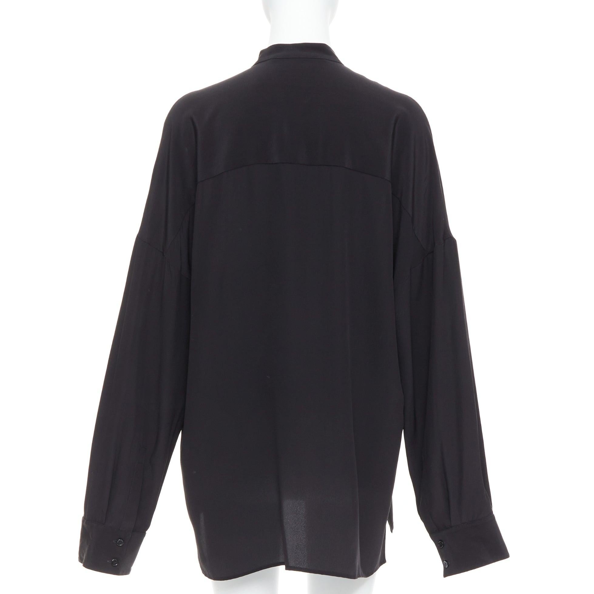Women's HAIDER ACKERMANN 100% silk black drop shoulder oversized shirt FR38 M For Sale