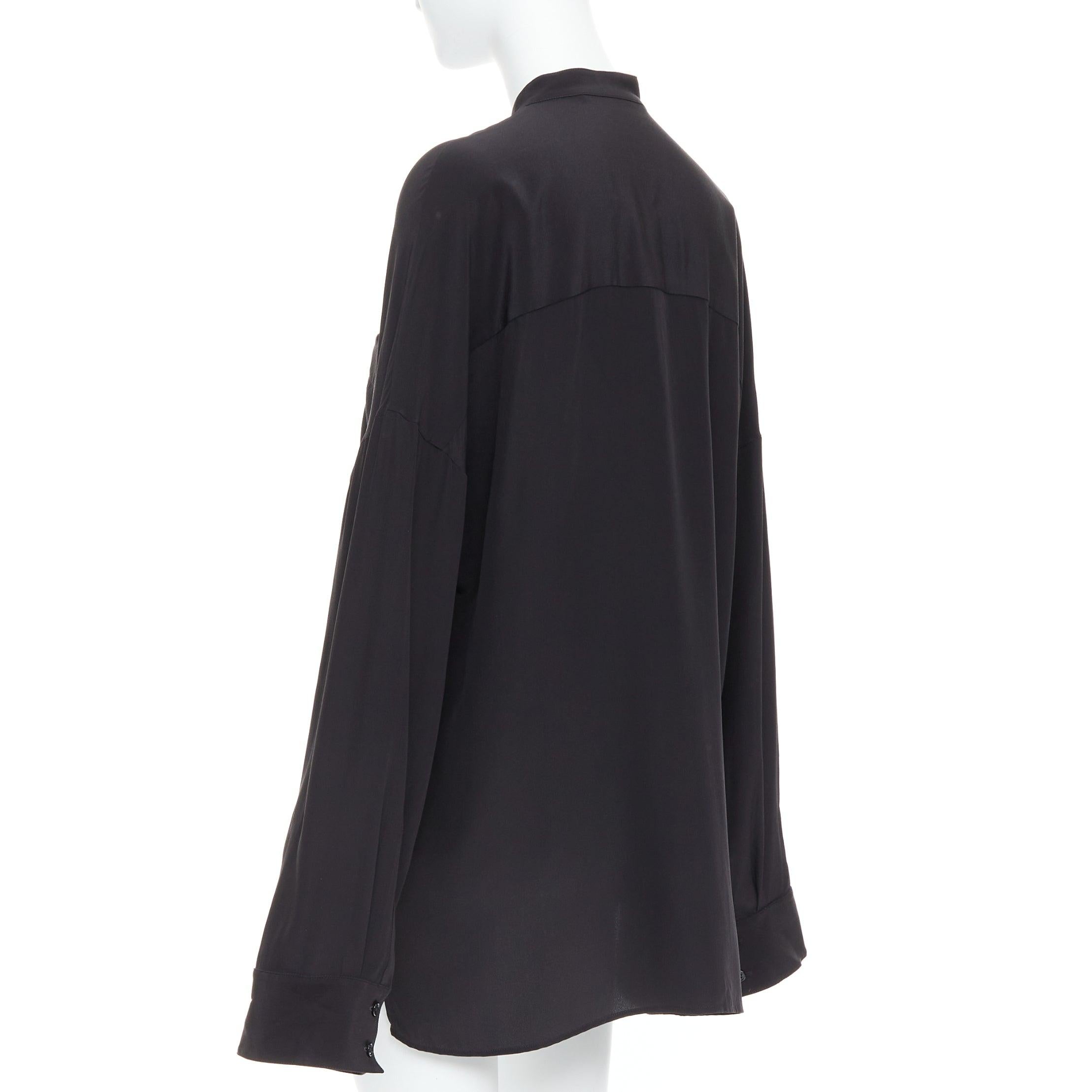 HAIDER ACKERMANN 100% silk black drop shoulder oversized shirt FR38 M For Sale 1