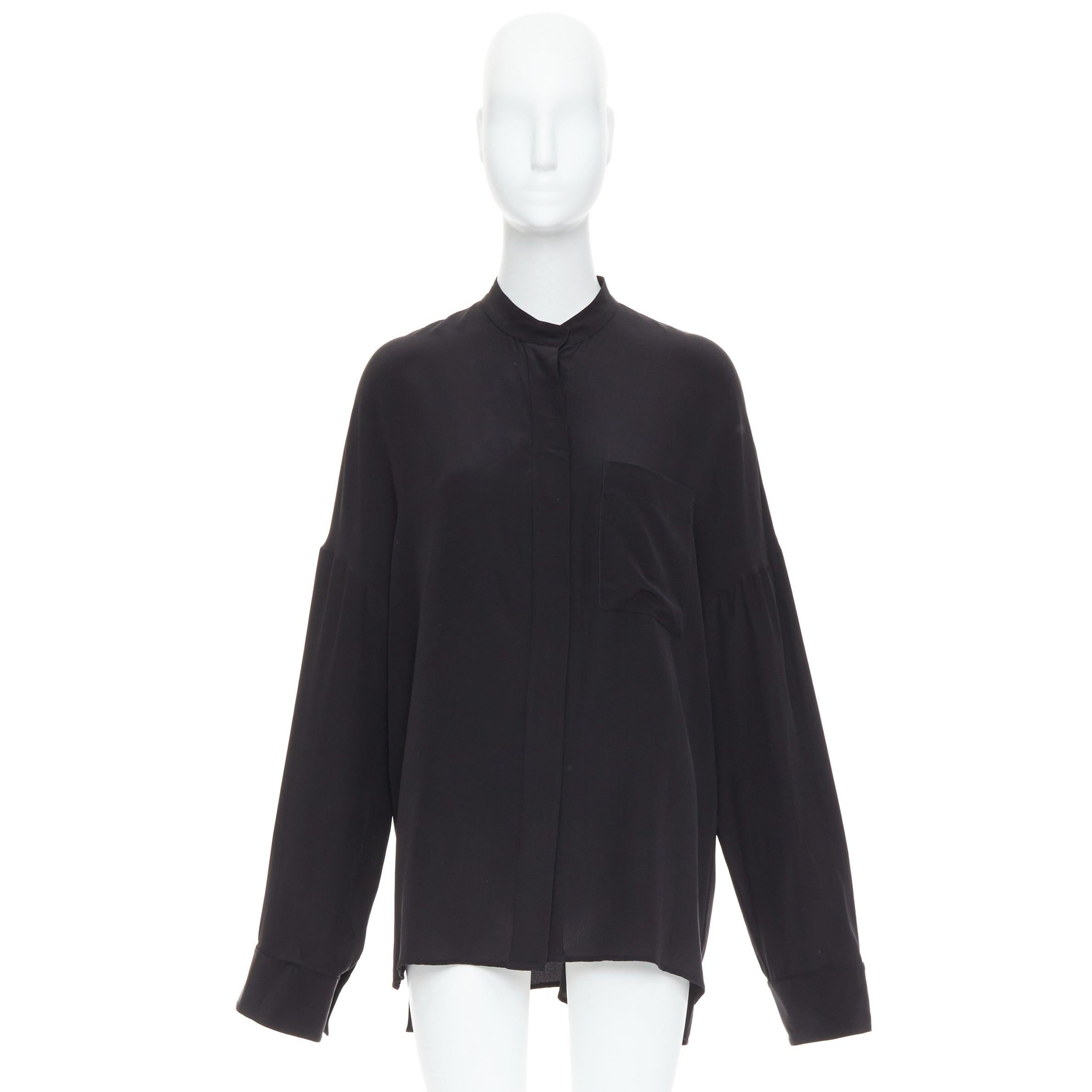HAIDER ACKERMANN 100% silk black drop shoulder oversized shirt FR38 M For Sale 4