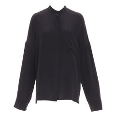 Haider Ackermann 100% seta camicia nera a spalla scesa oversize FR38 M