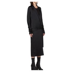 Haider Ackermann '17 Kuiper, vestido cruzado negro brillante con solapas en punta, talla FR 34 XS, con cinturilla