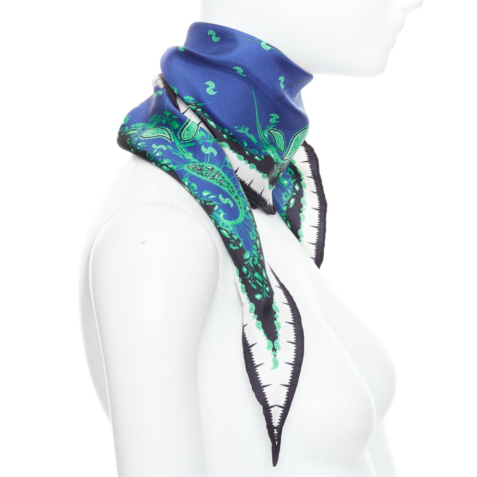 HAIDER ACKERMANN 2017 Runway blue green paisley print triangle scarf In Excellent Condition For Sale In Hong Kong, NT