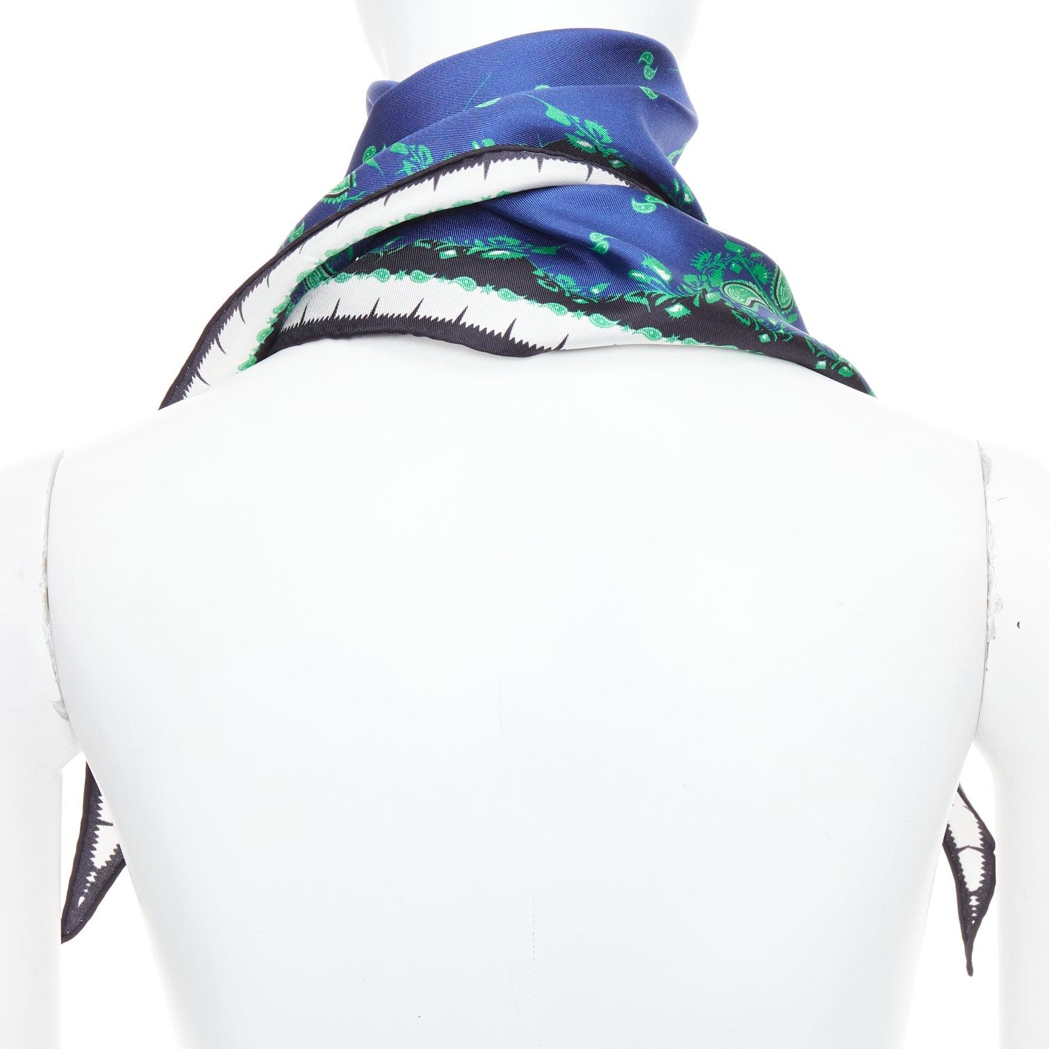 Men's HAIDER ACKERMANN 2017 Runway blue green paisley print triangle scarf For Sale