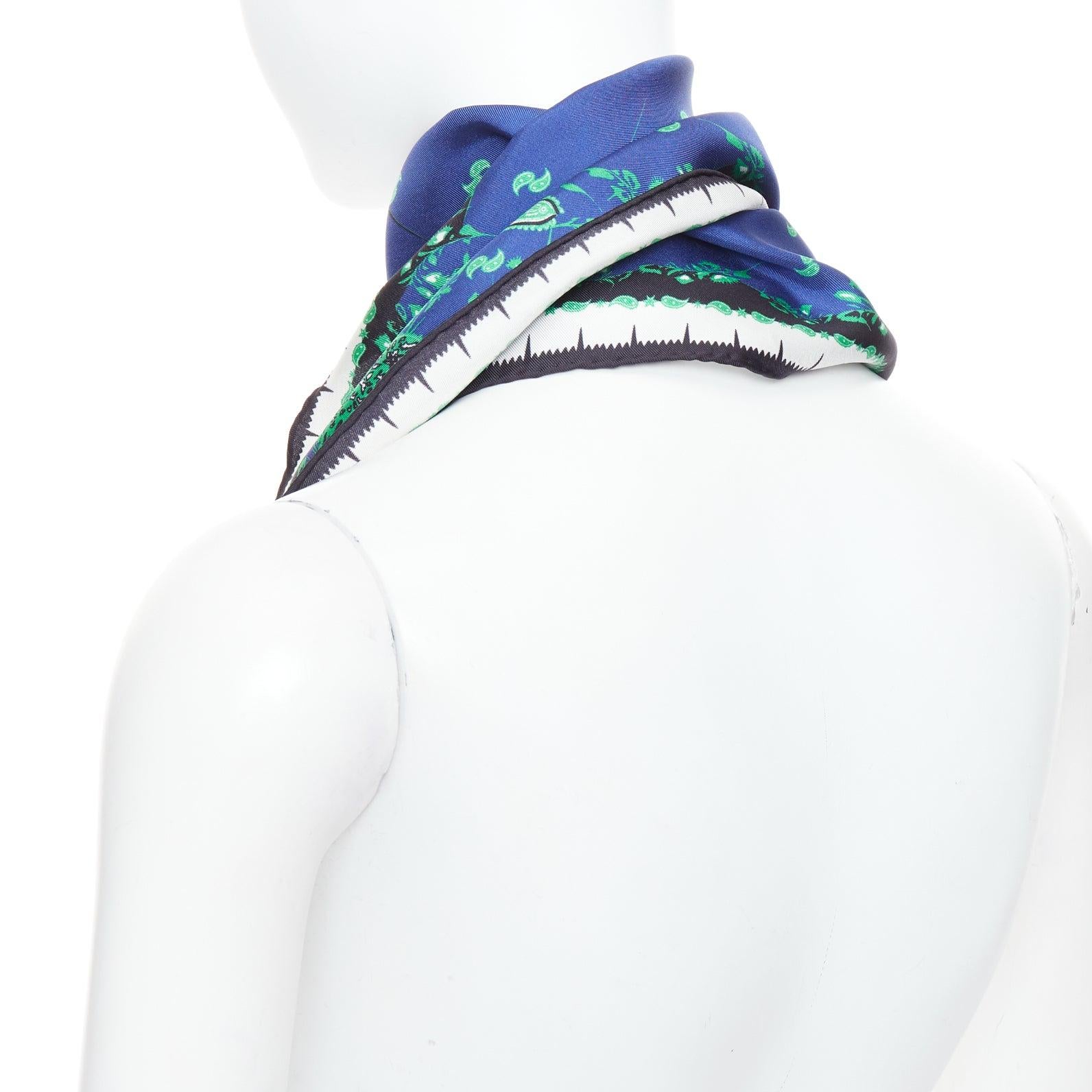 HAIDER ACKERMANN 2017 Runway blue green paisley print triangle scarf For Sale 1