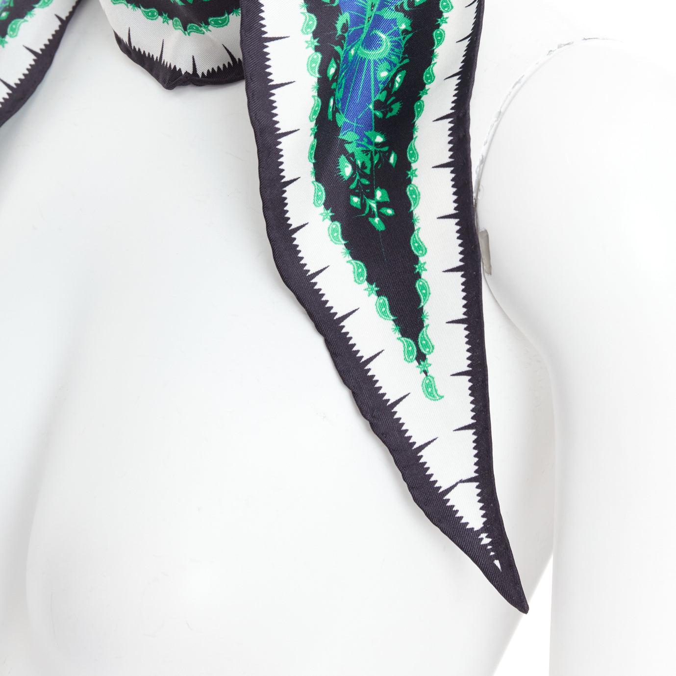HAIDER ACKERMANN 2017 Runway blue green paisley print triangle scarf For Sale 2