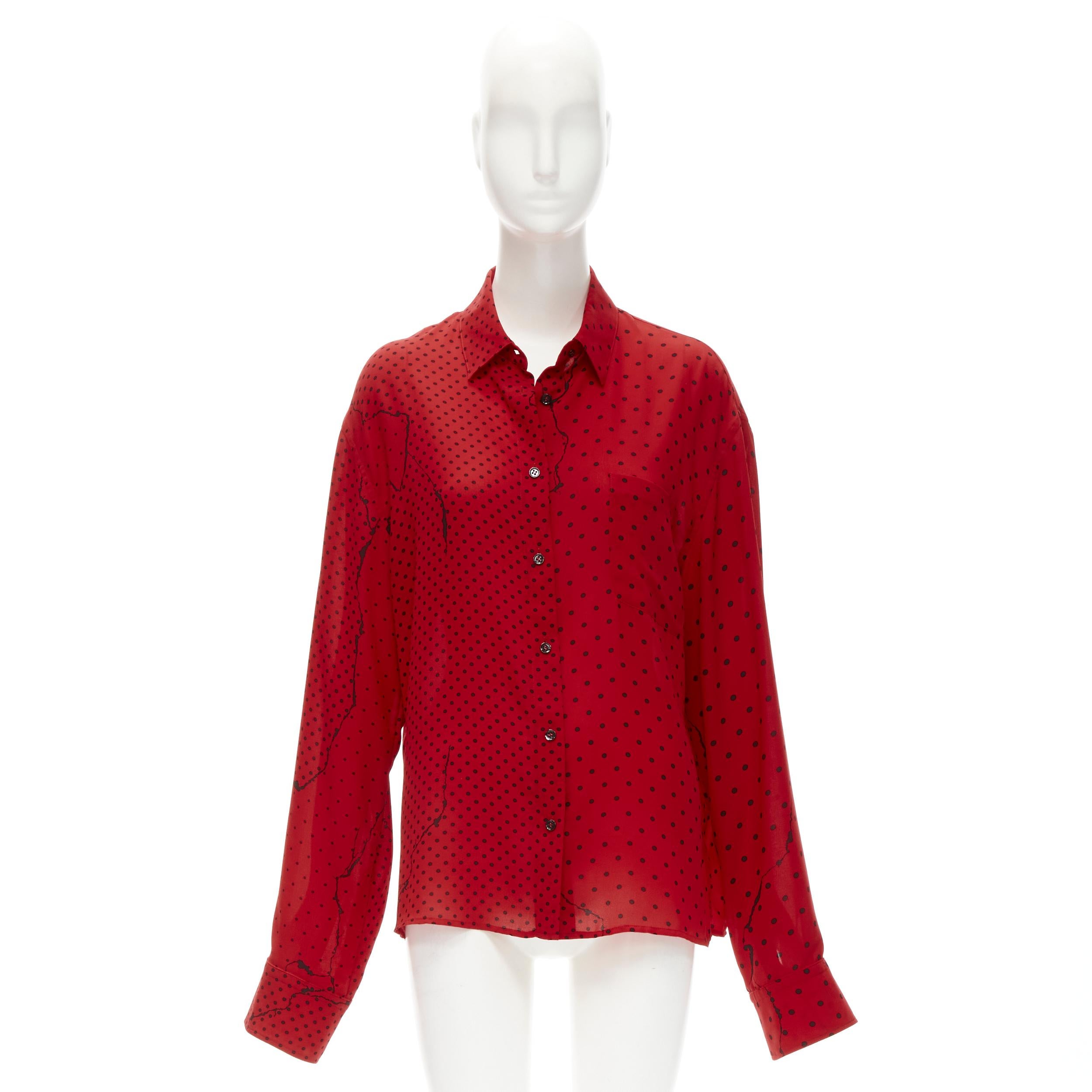 HAIDEr ACKERMANN 2018 red black polka dot print relaxed oversized shirt FR40 M For Sale 4
