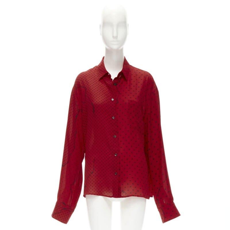HAIDEr ACKERMANN 2018 red black polka dot print relaxed oversized shirt FR40 M For Sale 5
