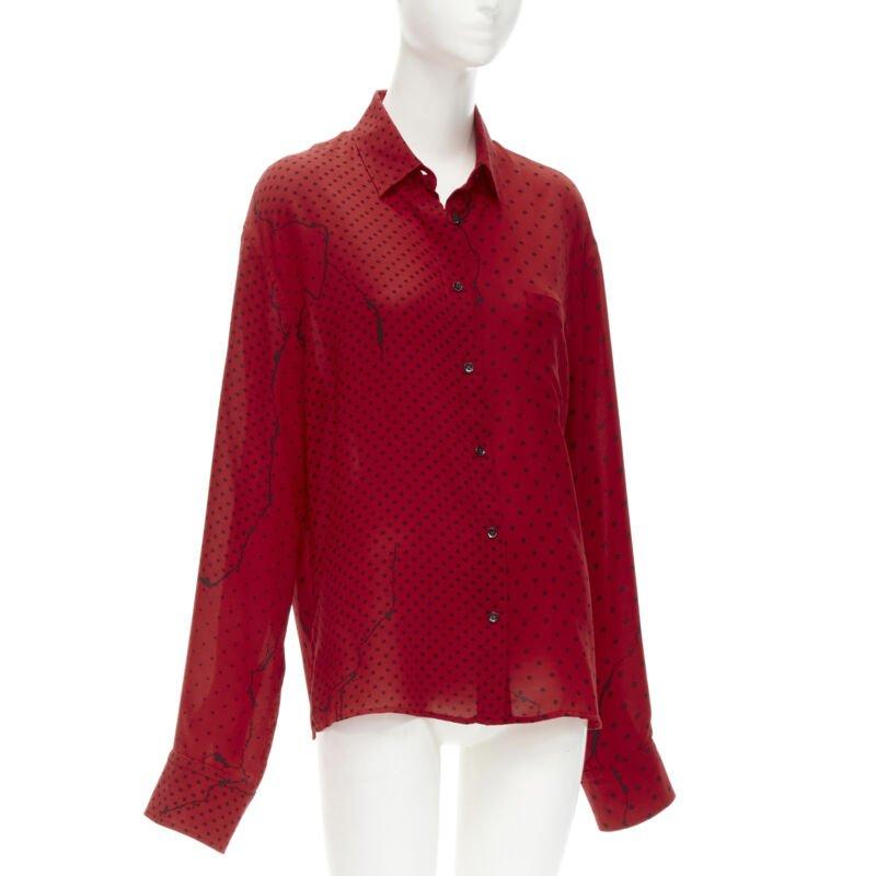 Red HAIDEr ACKERMANN 2018 red black polka dot print relaxed oversized shirt FR40 M For Sale