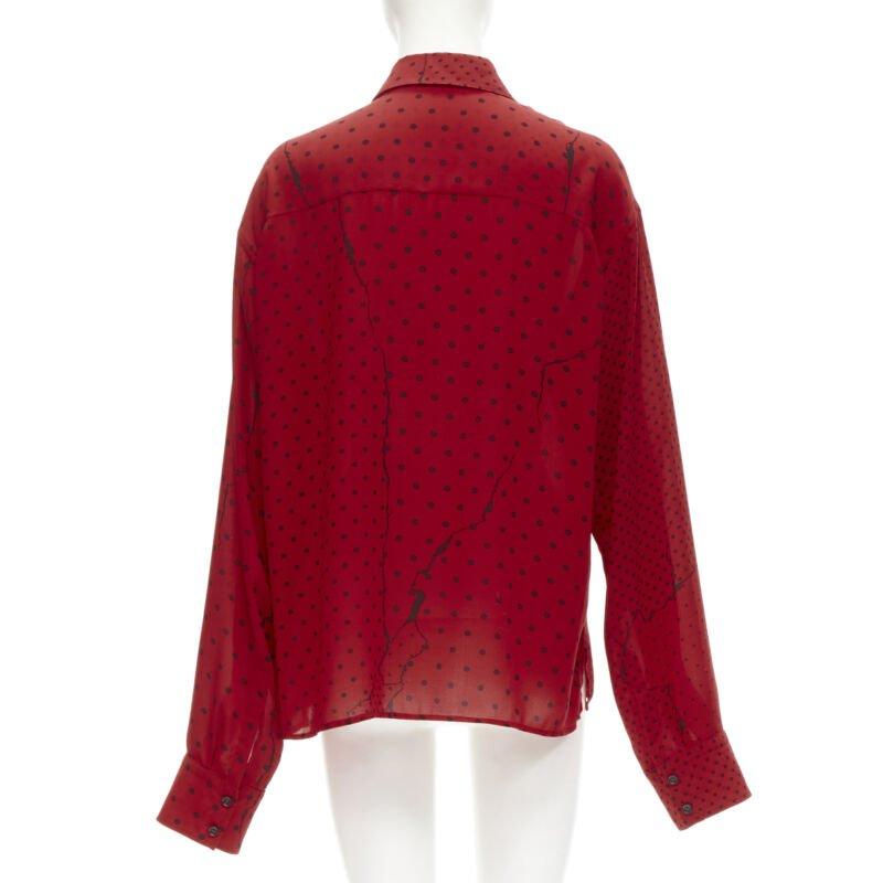 Women's HAIDEr ACKERMANN 2018 red black polka dot print relaxed oversized shirt FR40 M For Sale
