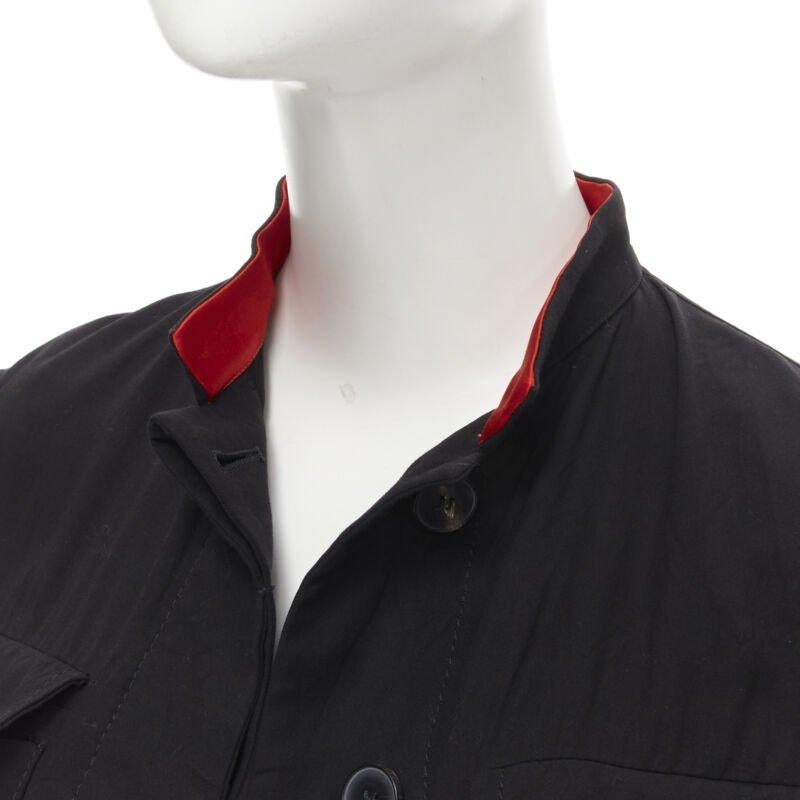 HAIDER ACKERMANN black cotton flap pockets red mandarin collar jacket FR34 XS
Reference: MELK/A00026
Brand: Haider Ackermann
Designer: Haider Ackermann
Material: Cotton
Color: Black, Red
Pattern: Solid
Closure: Button
Extra Details: 4 flap cargo