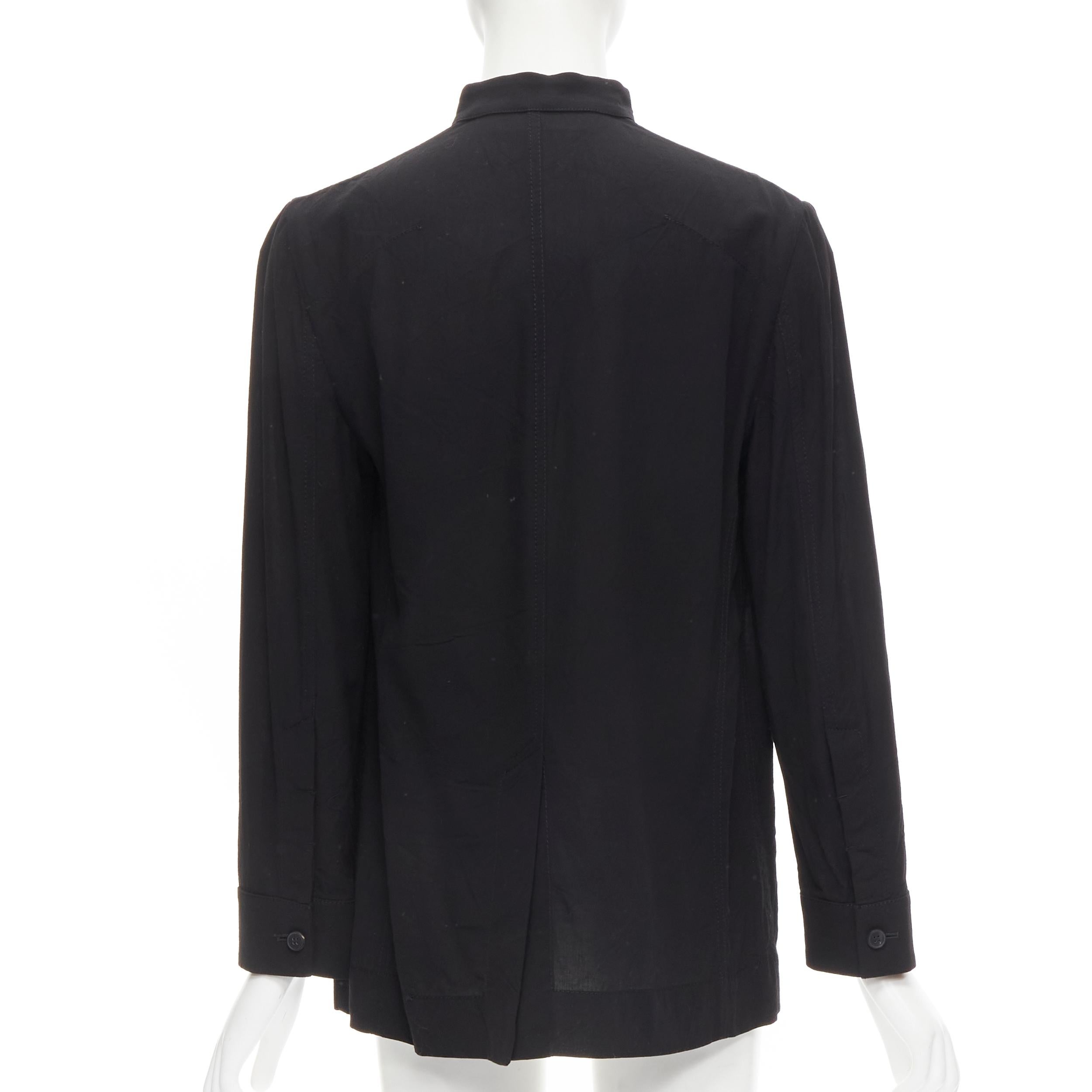 Women's HAIDER ACKERMANN black cotton flap pockets red mandarin collar jacket FR34 XS For Sale