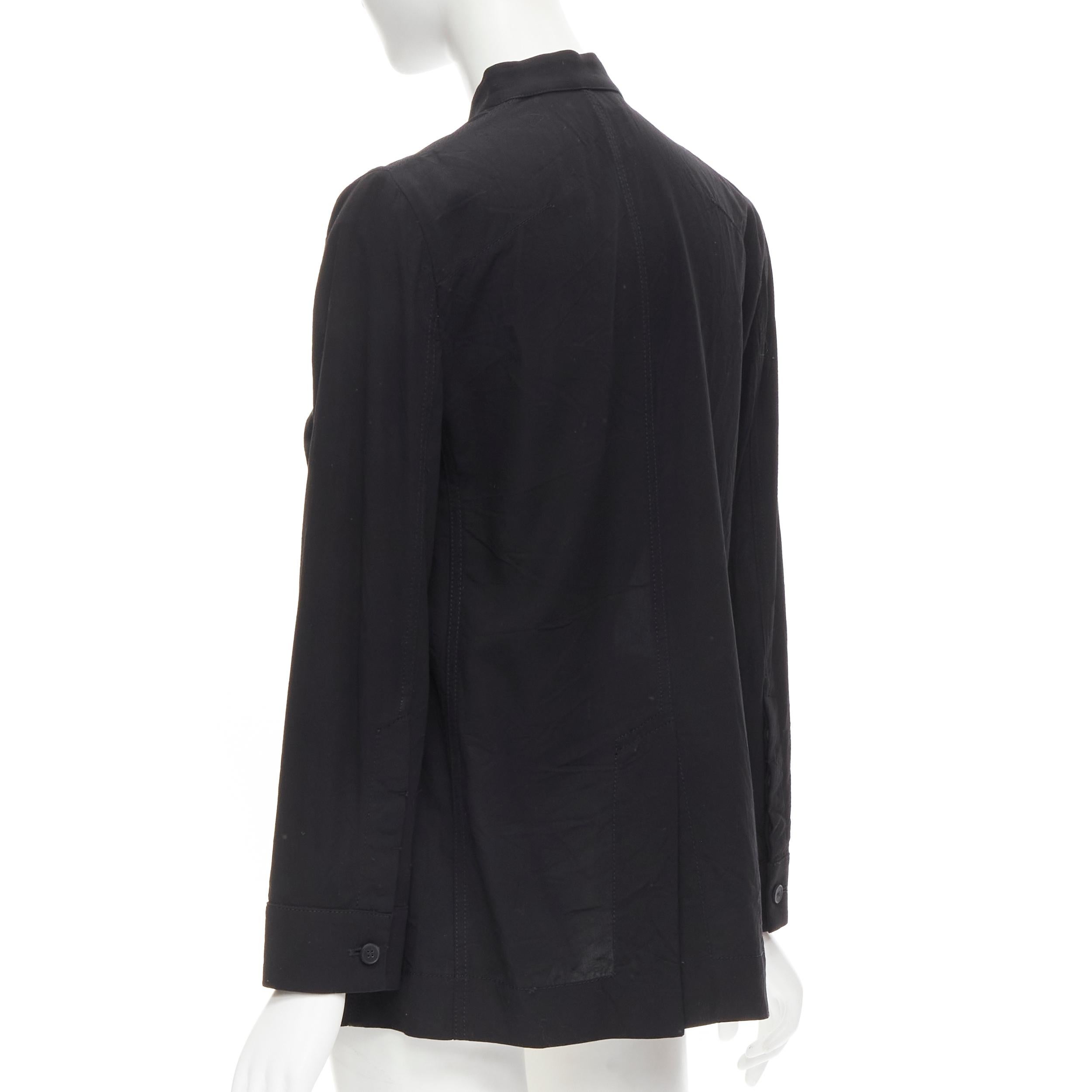 HAIDER ACKERMANN black cotton flap pockets red mandarin collar jacket FR34 XS For Sale 1