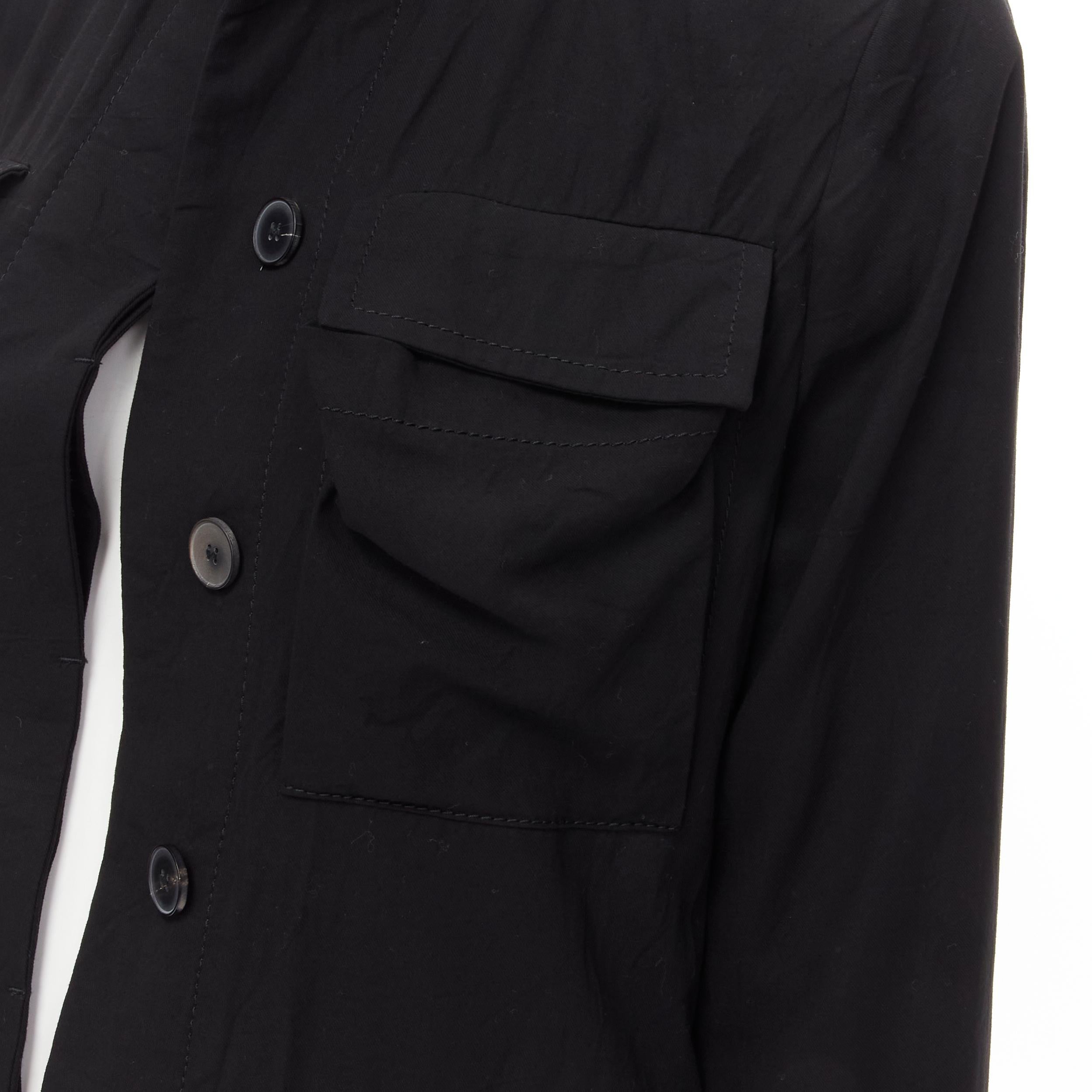 HAIDER ACKERMANN black cotton flap pockets red mandarin collar jacket FR34 XS For Sale 2