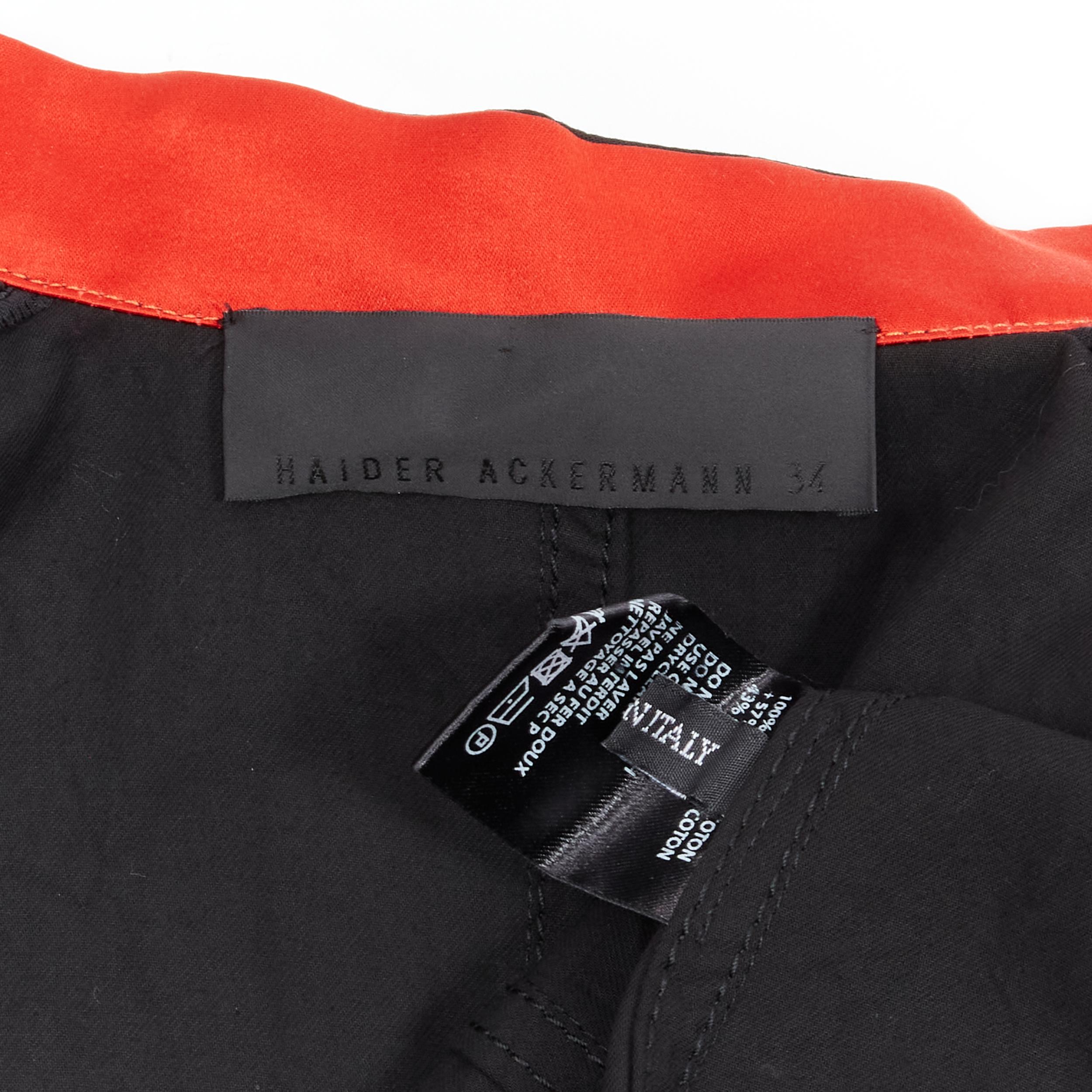 HAIDER ACKERMANN black cotton flap pockets red mandarin collar jacket FR34 XS For Sale 4
