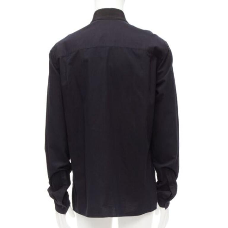 Men's HAIDER ACKERMANN black cotton ribbon trim front bishop dress shirt S