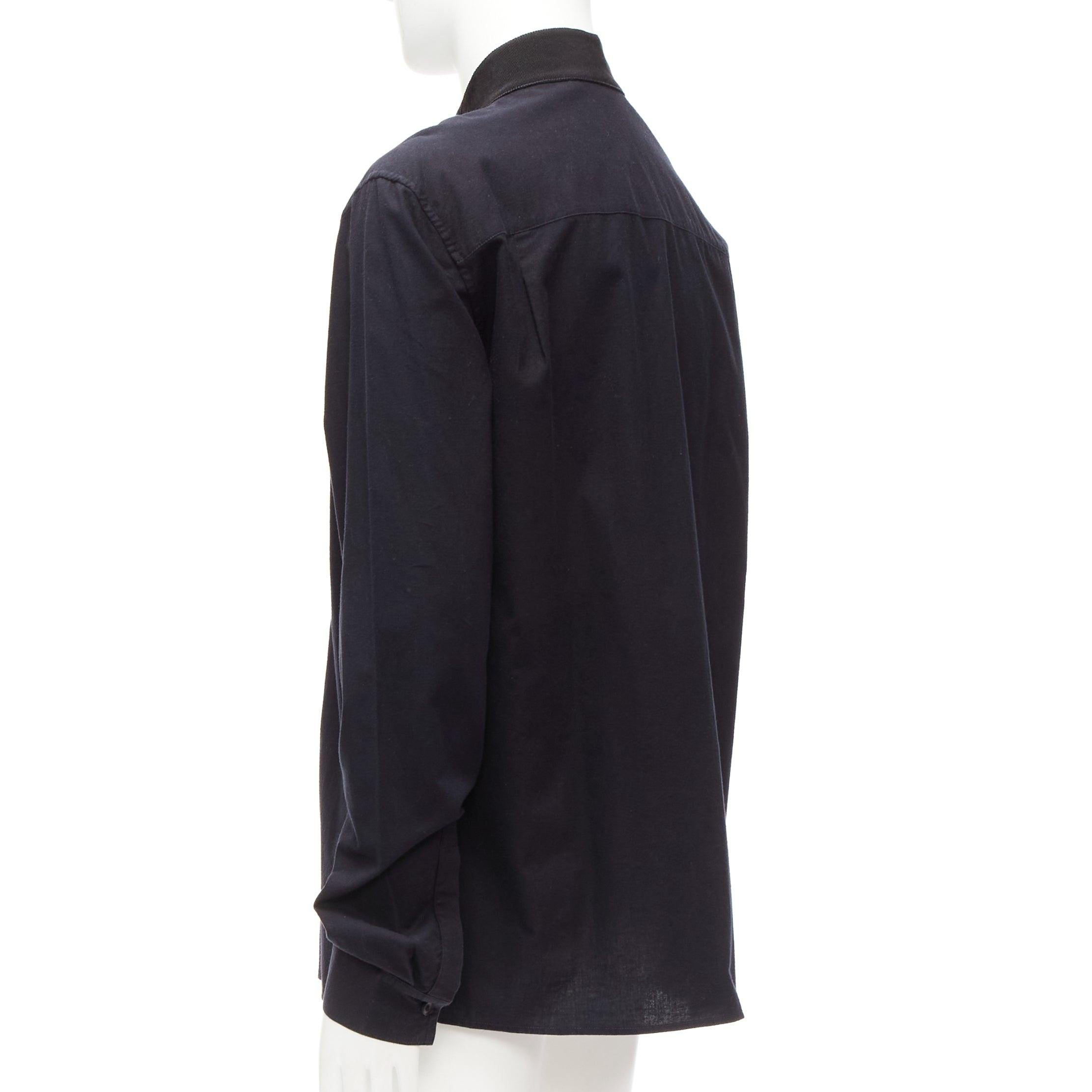 HAIDER ACKERMANN black cotton ribbon trim front bishop dress shirt S For Sale 1