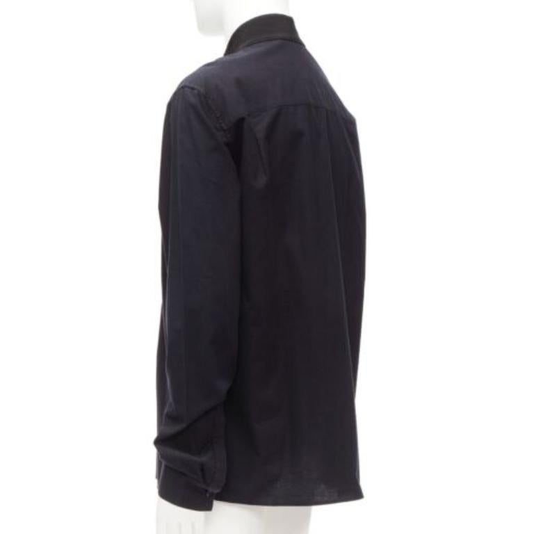 HAIDER ACKERMANN black cotton ribbon trim front bishop dress shirt S 1