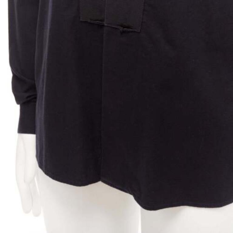 HAIDER ACKERMANN black cotton ribbon trim front bishop dress shirt S 2