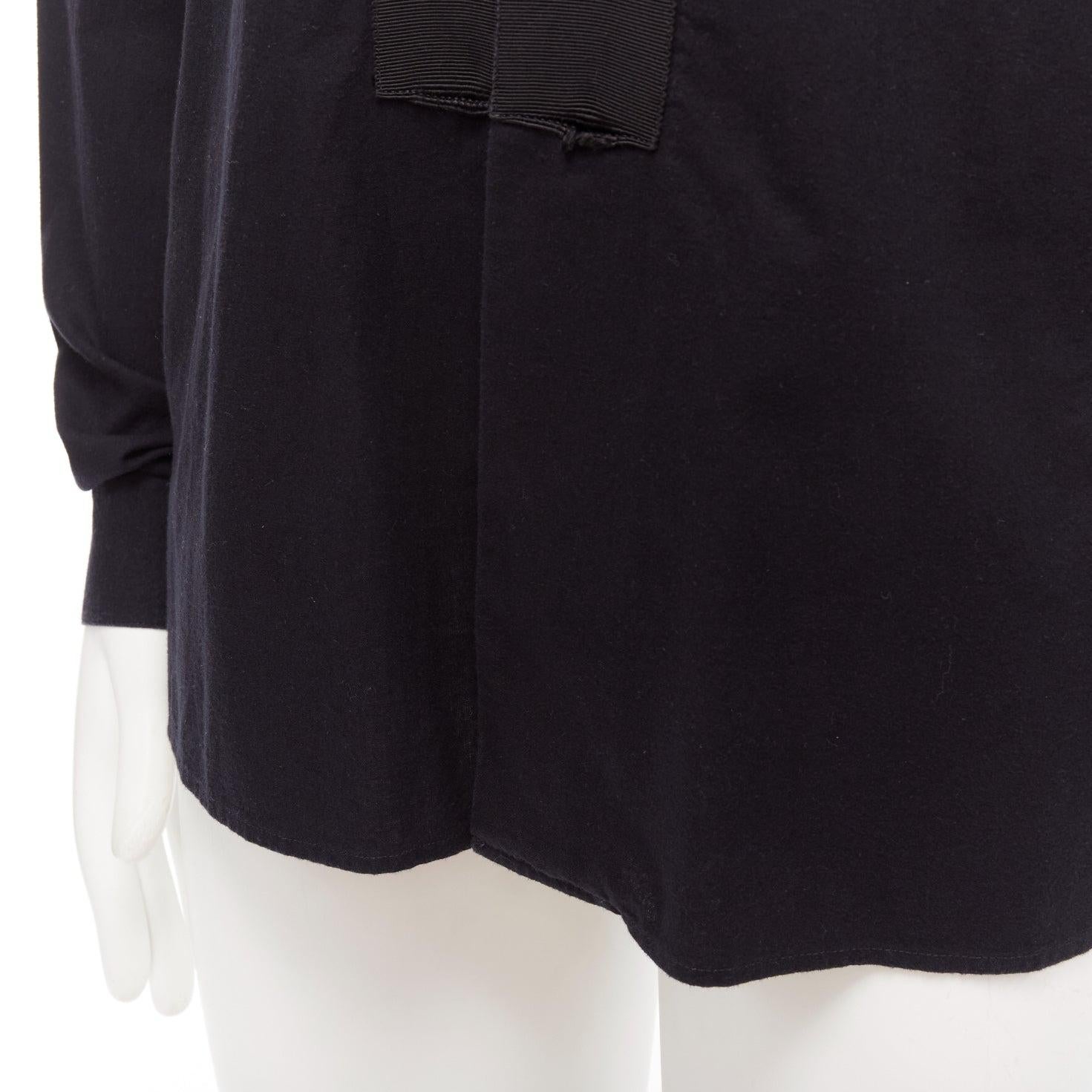 HAIDER ACKERMANN black cotton ribbon trim front bishop dress shirt S For Sale 3
