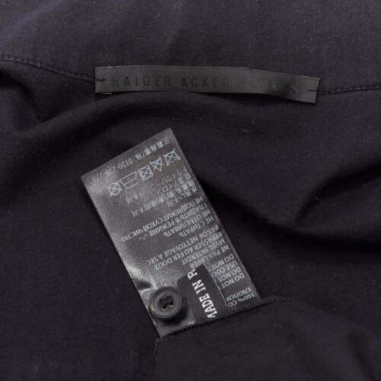 HAIDER ACKERMANN black cotton ribbon trim front bishop dress shirt S 3