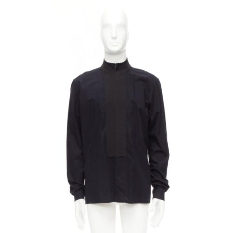 HAIDER ACKERMANN black cotton ribbon trim front bishop dress shirt S 4
