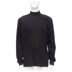 Haider Ackermann, camicia vescovile in cotone nero con fiocco sul davanti S