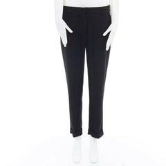 HAIDER ACKERMANN black fleece wool slim leg casual trousers pants FR36 32"