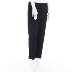 HAIDER ACKERMANN black fleece wool slim leg casual trousers pants FR36 32"