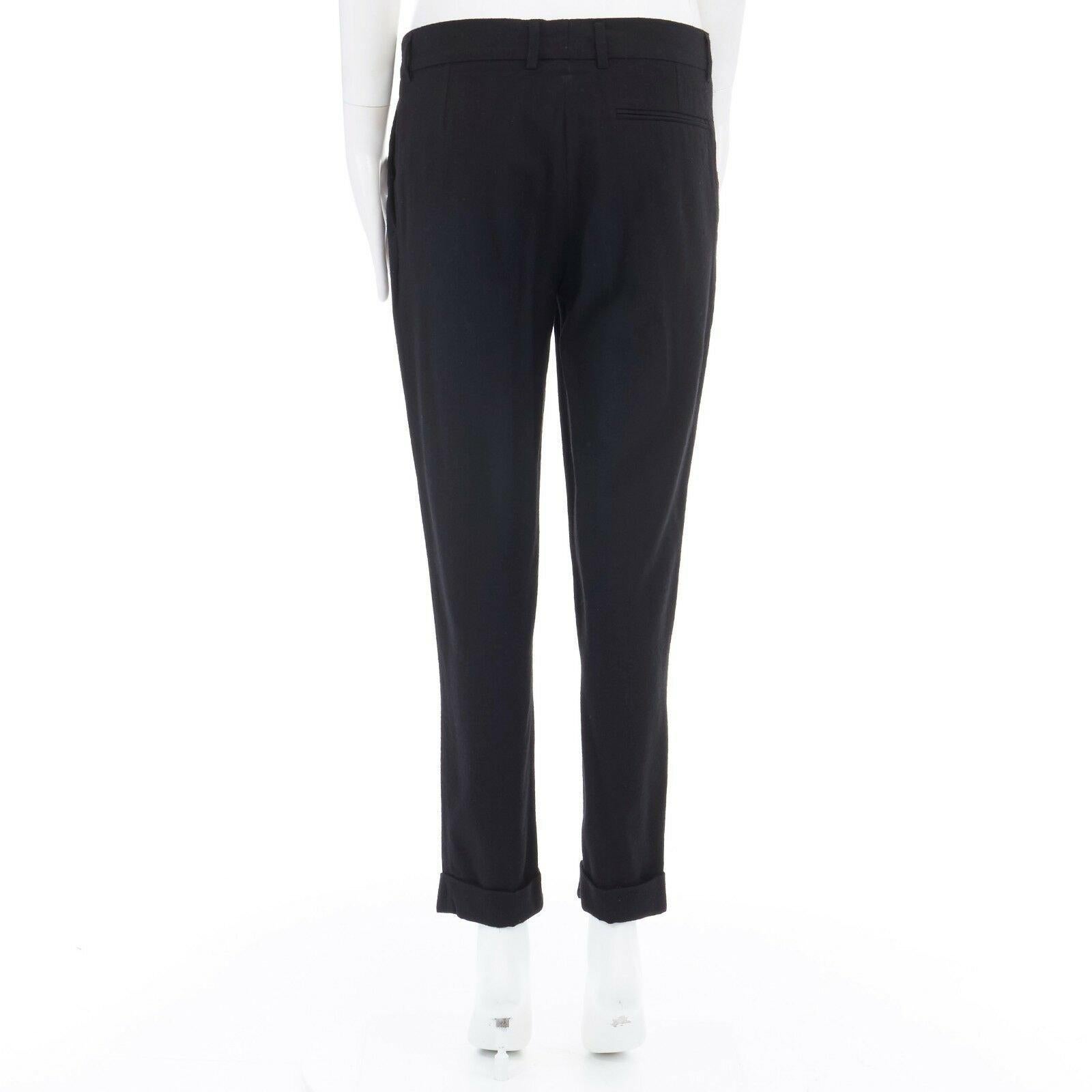 Women's HAIDER ACKERMANN black fleece wool slim leg casual trousers pants FR36 32